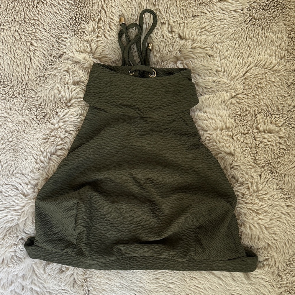 Olive Green Textured Halter Top